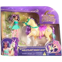 Unicorn Academy , Ava & Plant Magic Leaf met lichteffecten, 2 rijaccessoires, poppen en eenhoornspeelgoed