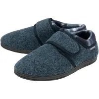 Dunlop Velcro Slippers voor Mannen | | Geheugenfoam | Orthopedisch | Makkelijk Sluiten | Huis Slaapkamer Binnen - Marineblauw