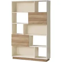 Vente-unique Boekenkast met 2 deuren en 8 nissen - Beige en licht naturel - CEVANIA