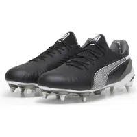 Puma King Ultimate IJzeren-Nop Voetbalschoenen (SG) Zwart Wit Grijs