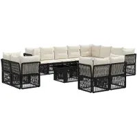 vidaXL Tuinbank Set 13 st poly rattan