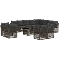 vidaXL Tuinbank Set 13 st Grijs poly rattan