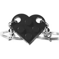 Go Go Gadget - Bouwsteen sleutelhanger - Hart - BFF sleutelhanger - Vriendschap - Koppels - 2-delig - Zwart