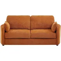 Vente-unique Driezitsslaapbank express - Slaapoppervlak 140 cm - Matras 12 cm traagschuim in getextureerde terracotta stof BAGOMI