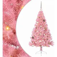 vidaXL Kunststof Voorverlichte Kerstboom met 150 LED Roze 150 cm PVC