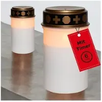 Novaliv 2 stuks graflichten LED zonder batterij en timer 6/18 graflichten wit langdurige graflamp LED kaarsen flikkerende vlam grafkaars gedenkkaars graflantaarn eeuwig licht rouwkaars