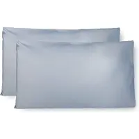 Azalia Paar kussenslopen 100% Pure katoen 40x70 CM, Set van 2 Bed Kussen Stoffen Gemaakt in Italië, Tassluiting, Solid Color, Standaard Maat met - Celeste.