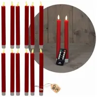 Novaliv LED-kaarsen met timer ROOD 12 stuks voor binnen - 6 uur - ECHTE WAS 18 cm hoogte voor kaarsen 2,2 cm diameter 2 AAA-batterijen vereist LED-kaarsen set van 4 ROOD (drie keer) bewegende vlamlamp