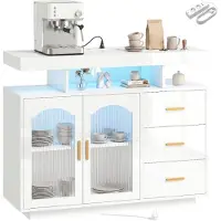HOMCOM Sideboard-MDF, Acryl-100L x 35B x 80H cm-Weiß