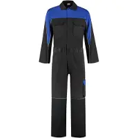 Bestex Overall Polyester/Katoen met verdekte rits 2-kleuren 60 / Zwart-Blauw