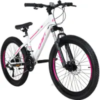 DaviBikes Bonita – Kinderfiets – 24 inch – 21 versnellingen – Schijfremmen – 130-160 cm – Wit/Roze – Meisje