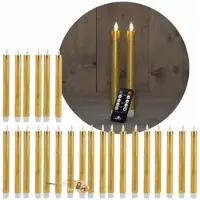 Novaliv LED-kaarsen, 12 stuks, ECHT GOUD, met timerfunctie, 6 uur, 18 cm hoogte voor kaarsen, 2,2 cm diameter, 2 AAA-batterijen vereist. LED-kaarsen, set van 4, GOUD (zes keer), bewegende vlam.