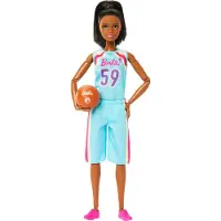 Mattel Carrière Modepop & Accessoires Gemaakt om te Bewegen Brunette Basketballer Draagt Afneembaar Uniform Met Bal 22 Buigbare Gewrichten