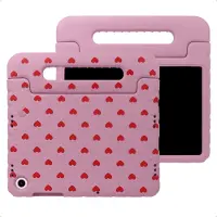IMoshion Kidsproof Design Backcover met handvat voor de Samsung Galaxy Tab A11 Plus / A9 Plus - Rode hartjes