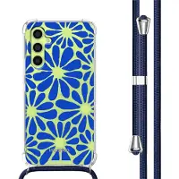 IMoshion Design hoesje met koord voor de Samsung Galaxy A34 (5G) - Cobalt Blue Flowers Connect
