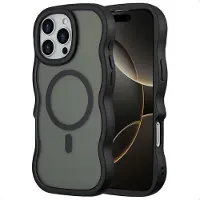 Selencia Wavy Backcover met MagSafe voor de Apple iPhone 16 Pro Max - Zwart