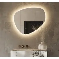 Schaere Organische badkamerspiegel met indirecte verlichting, verwarming, instelbare lichtkleur en dimfunctie 80×68 cm