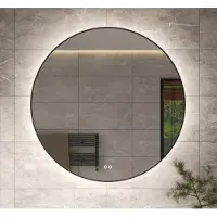 Schaere Ronde badkamerspiegel met indirecte verlichting, verwarming, touch sensor, dimfunctie en gun metal frame 120x120 cm
