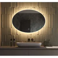 Schaere - Ovalen Badkamerspiegel - LED Verlichting - Spiegel Verwarming - Touch Sensor - Dimfunctie - 100x70 cm