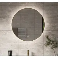 Schaere Ronde badkamerspiegel met indirecte verlichting, verwarming, touch sensor, dimfunctie en vol messing frame 60x60 cm