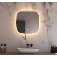 Schaere Deens ovale badkamerspiegel met indirecte verlichting, verwarming, instelbare lichtkleur en dimfunctie 60x60 cm
