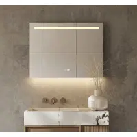Schaere - Badkamerspiegel - LED Verlichting - Spiegel Verwarming - Klok - Sensor - Dimfunctie - 80x70 cm