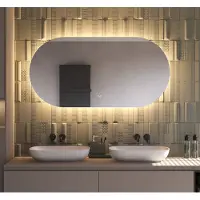 Schaere Ovale badkamerspiegel met indirecte verlichting, verwarming, instelbare lichtkleur en dimfunctie 140×70 cm
