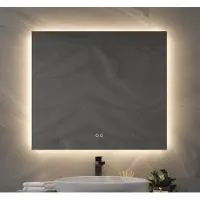Schaere Badkamerspiegel met indirecte verlichting, verwarming, instelbare lichtkleur en dimfunctie 80x70 cm