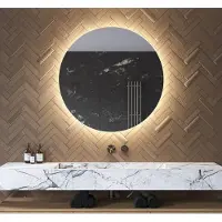 Schaere Ronde badkamerspiegel met indirecte verlichting, verwarming, instelbare lichtkleur en dimfunctie 100x100 cm