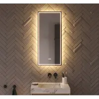 Schaere Badkamerspiegel met directe en indirecte verlichting, verwarming, instelbare lichtkleur en dimfunctie 40×90 cm