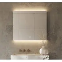 Schaere Badkamerspiegel met indirecte verlichting, 2 stopcontacten, verwarming, instelbare lichtkleur en dimfunctie 80x70 cm