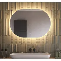 Schaere Ovale badkamerspiegel met indirecte verlichting, verwarming, instelbare lichtkleur en dimfunctie 100×70 cm