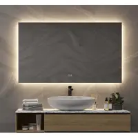Schaere Badkamerspiegel met indirecte verlichting, verwarming, instelbare lichtkleur en dimfunctie 120x70 cm