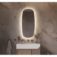 Schaere Deens ovale badkamerspiegel met indirecte verlichting, verwarming, instelbare lichtkleur en dimfunctie 40x90 cm