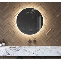Schaere Ronde badkamerspiegel met indirecte verlichting, verwarming, instelbare lichtkleur en dimfunctie 70x70 cm