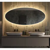 Schaere Ovale badkamerspiegel met directe en indirecte verlichting, verwarming, instelbare lichtkleur en dimfunctie 160×70 cm