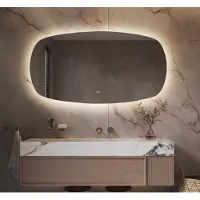 Schaere Deens ovale badkamerspiegel met indirecte verlichting, verwarming, instelbare lichtkleur en dimfunctie 140x74 cm