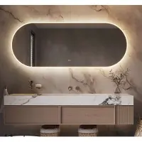 Schaere Ovale badkamerspiegel met directe en indirecte verlichting, verwarming, instelbare lichtkleur en dimfunctie 180×70 cm