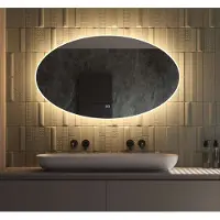 Schaere - Ovalen Badkamerspiegel - LED Verlichting - Spiegel Verwarming - Touch Sensor - Dimfunctie - 120x70 cm