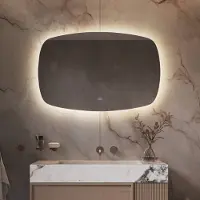 Schaere Deens ovale badkamerspiegel met indirecte verlichting, verwarming, instelbare lichtkleur en dimfunctie 100x65 cm
