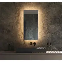 Schaere Badkamerspiegel met indirecte verlichting, verwarming, instelbare lichtkleur en dimfunctie 40×80 cm