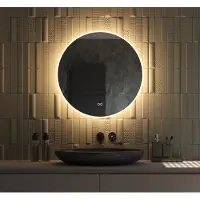 Schaere Ronde badkamerspiegel met directe en indirecte verlichting, verwarming, instelbare lichtkleur en dimfunctie 70×70 cm