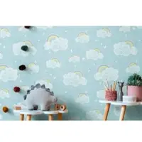 A.S. Création WOLKEN & REGENBOOG BEHANG | Vogels - Blauw Bont Wit - Lilly & Luis