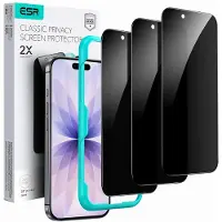 ESR Privacy Screen Protector Geschikt voor iPhone 17 / 16 Pro - Tempered Glass - Case Friendly - Montageframe - Gemakkelijke Installatie - 3-Pack