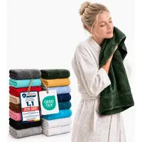 Komfortec 2x Handdoek 50x100 - 100% Katoen – Handdoekenset - Zacht - Donkergroen