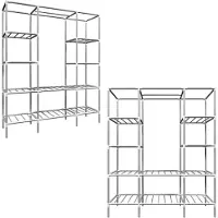 Eyepower Brede xxl garderobekast metalen legbordstang 178x148x44,5cm vouwbare kast