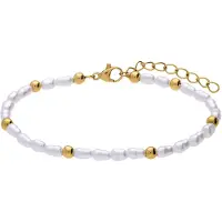 Lucardi Armband 'Moderner Look' goud / parelwit