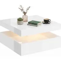 HOMCOM Coffee Table-MDF-78L x 78B x 40H cm-Hochglanzweiß