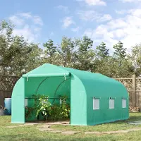MODFU - Inloopkas - Met Roldeur En Ventilatieramen - Voor Tuinkweek - Polyethyleen - Groen - 450 X 300 X 205 Cm