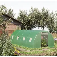 MODFU - Foliekas - Met Oproldeur En 8 Ramen - Tunnelontwerp - Voor Tuin - Staal - Groen - 600 X 300 X 200 Cm